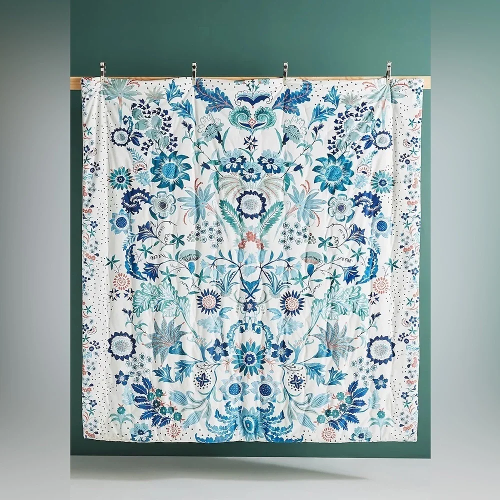 Anthropologie Velvet Hollyhock Quilt Queen with shams NWT